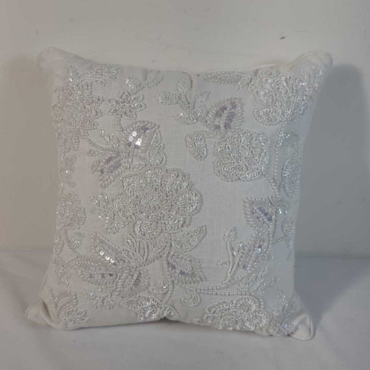 WHITE BEADED PILLOW