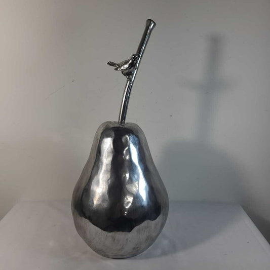 LG SILVER PEAR W/BIRD ON STEM