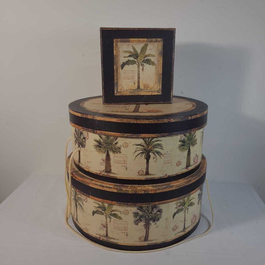 S/3 PALM TREE HAT BOXES