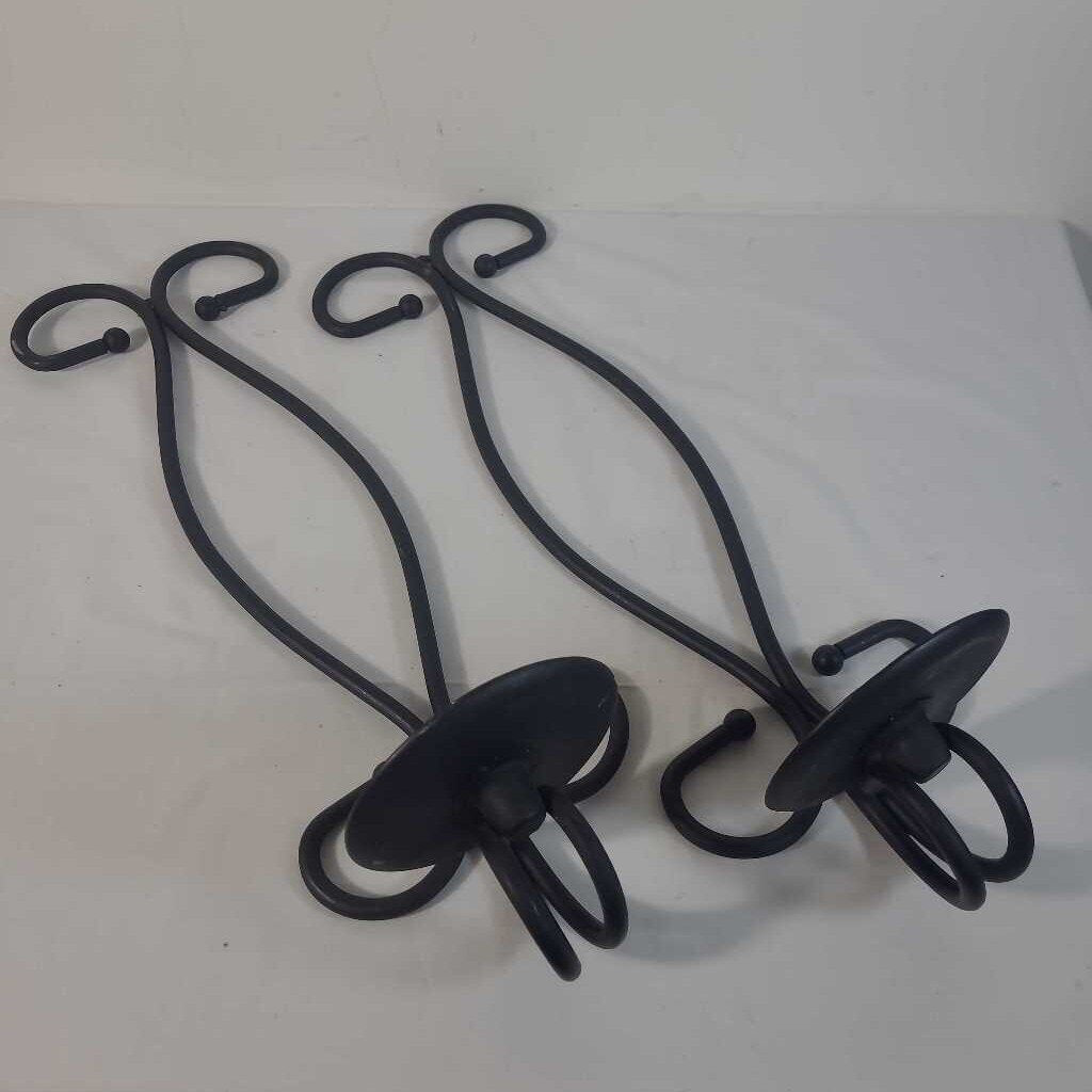 PR BLACK WROUGHT IRON CANDLE WALL SCONCES
