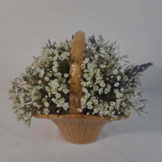 CERAMIC BASKET W/ FAUX FLOWERS