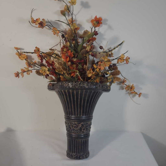 BROWN CERAMIC FLORAL WALL SCONCE