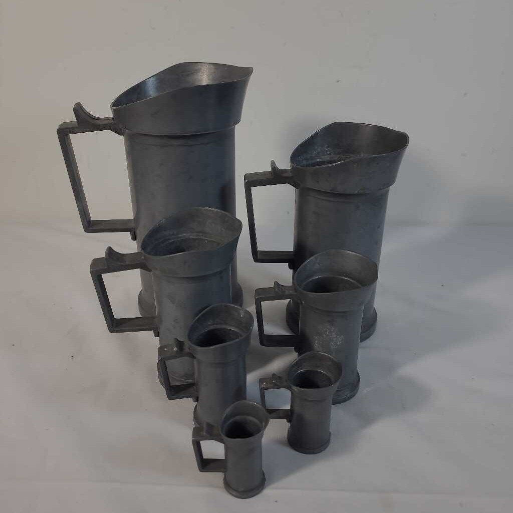S/7 DUTCH PEWTER MEASURING TANKARDS
