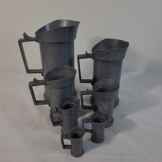 S/7 DUTCH PEWTER MEASURING TANKARDS