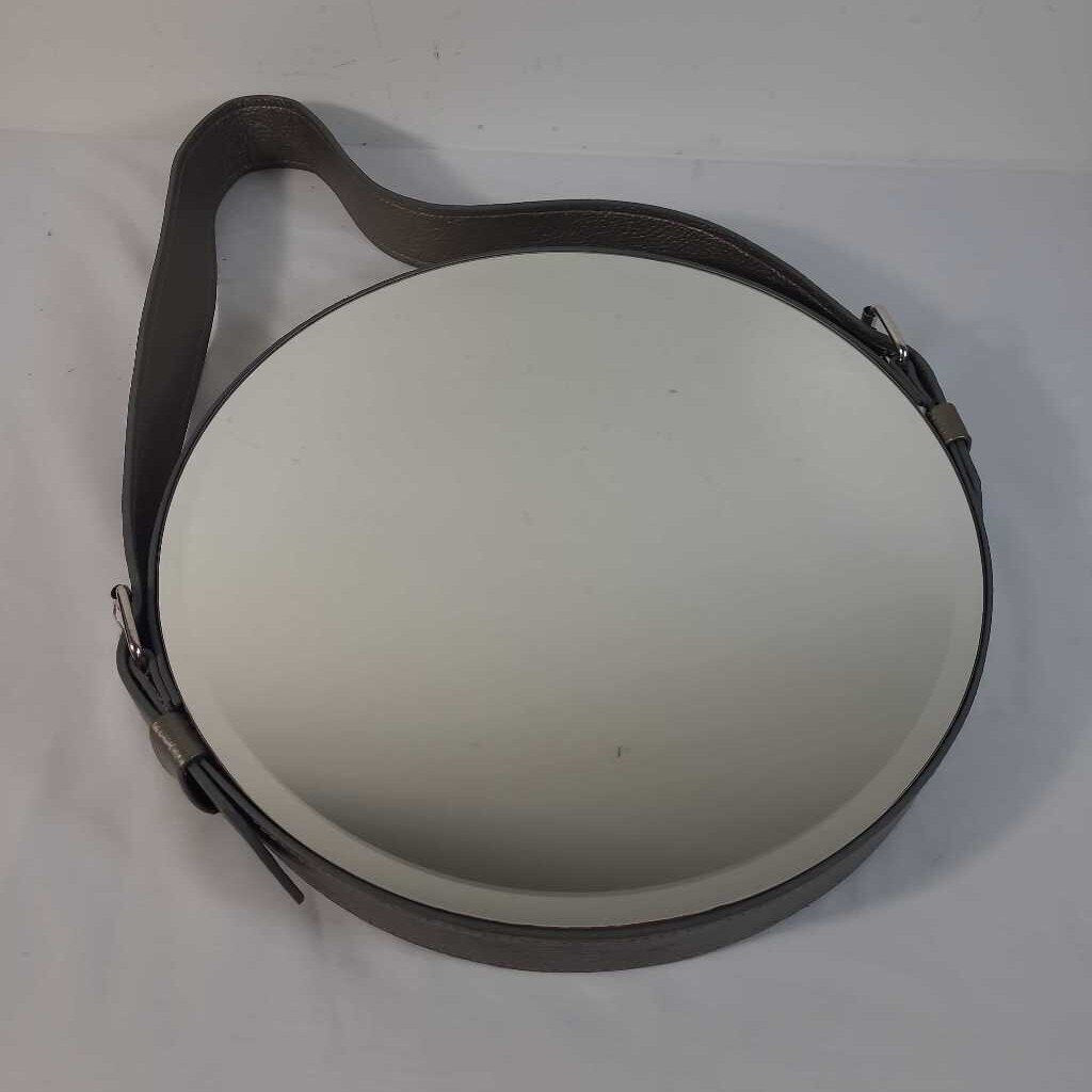 ROUND MIRROR W/ LEATHER STRAP