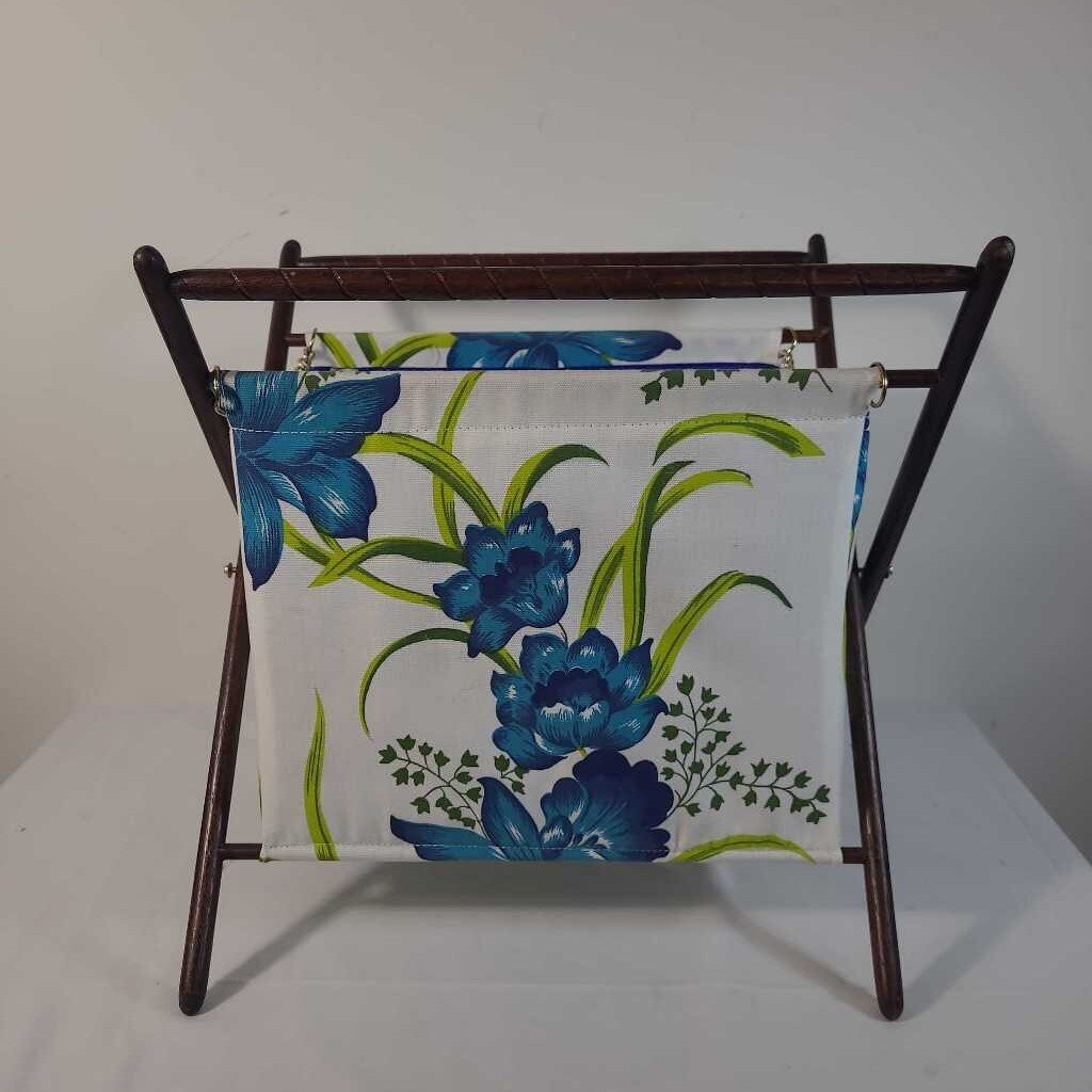 BLUE FLORAL KNITTING BASKET