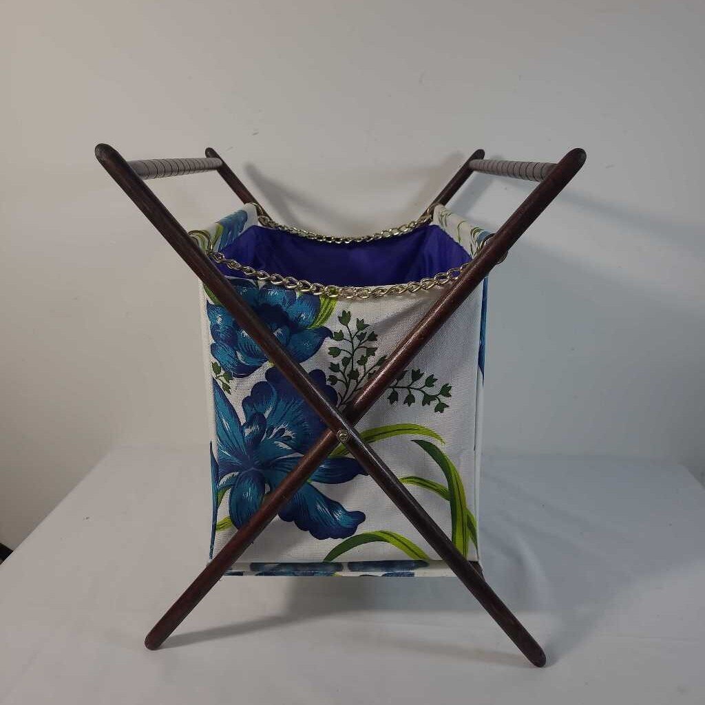 BLUE FLORAL KNITTING BASKET