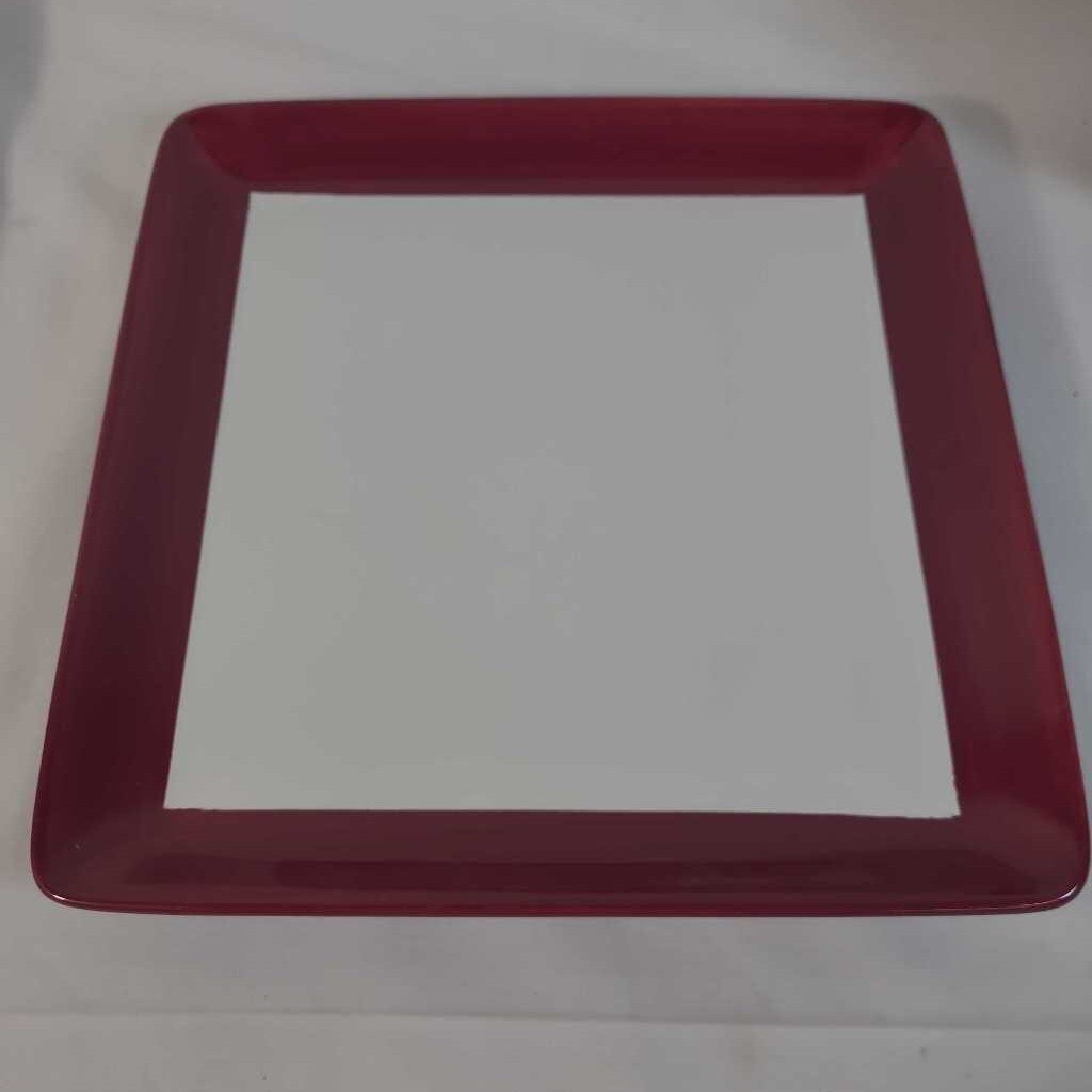 WHITE W/ RED TRIM SQ PLATE SIMPLE ADDITIONS~PAMPERED CHEF