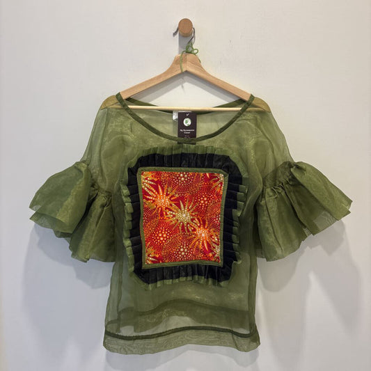 GREEN MESH TOP