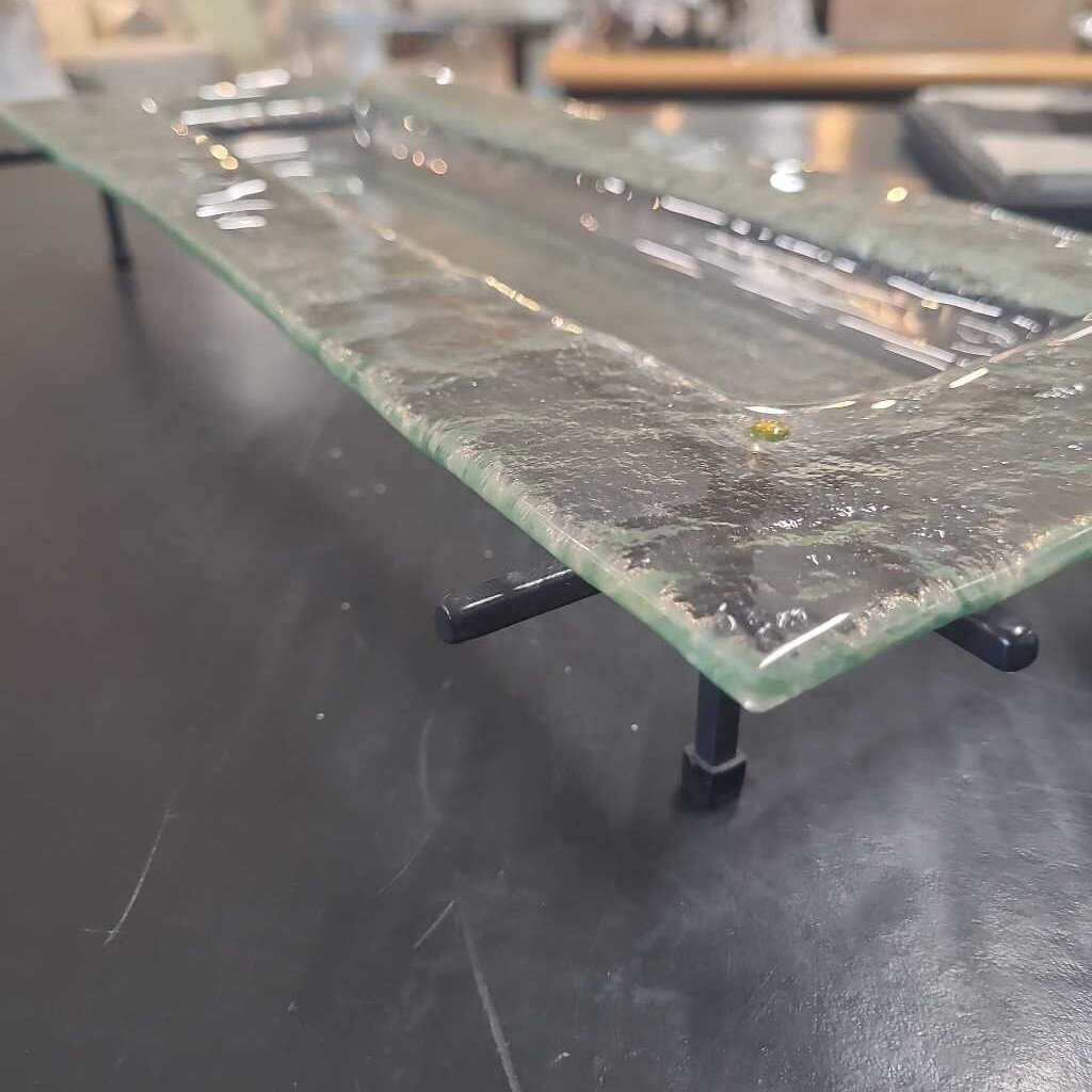 GLASS TRAY ON METAL STAND