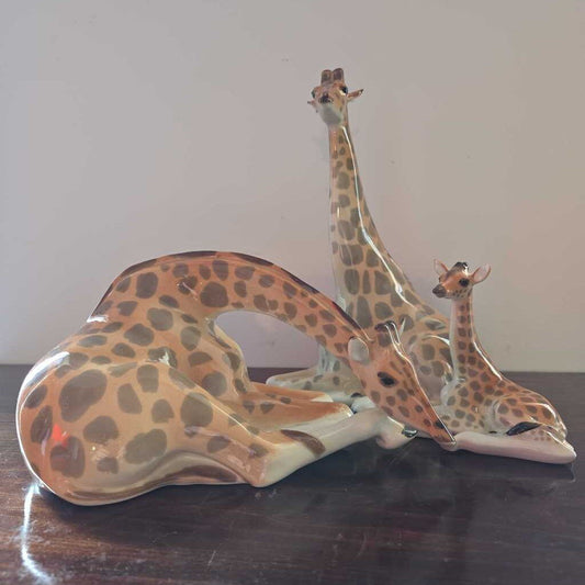 Vintage Lomonosov USSR/Russia Porcelain Giraffe Trio