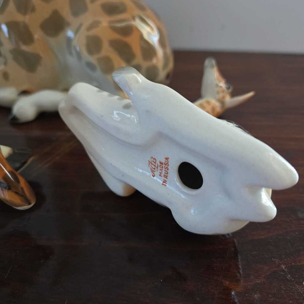 Vintage Lomonosov USSR/Russia Porcelain Giraffe Trio