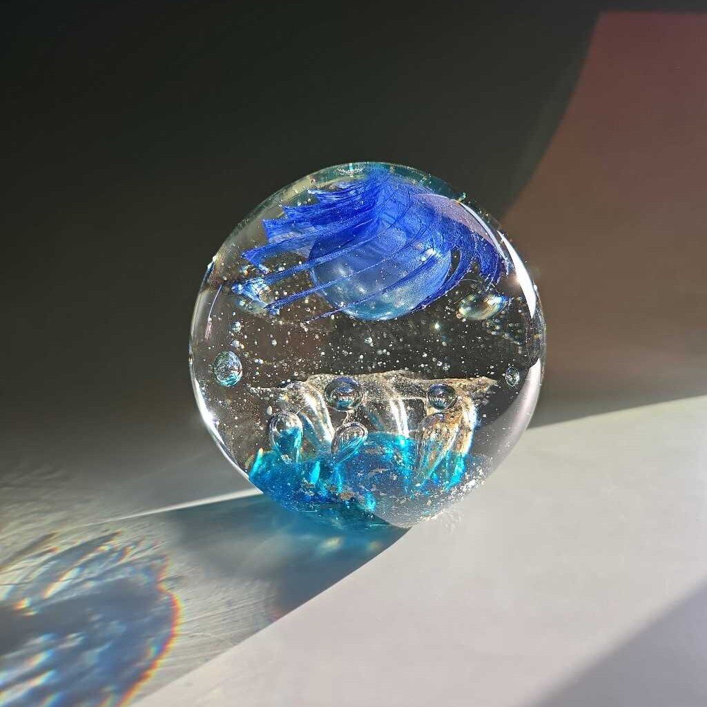 Blown Glass Paper Weight Blue