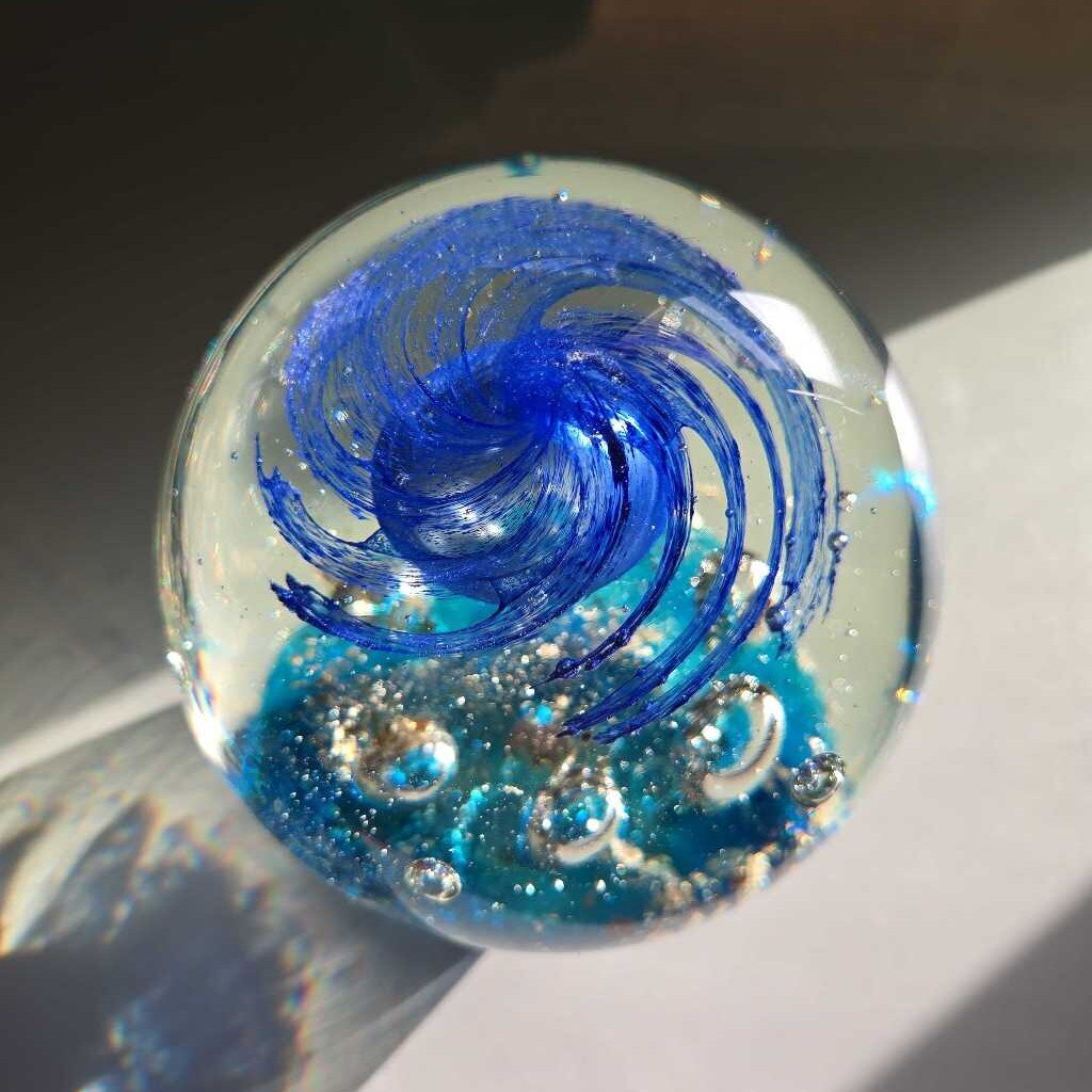 Blown Glass Paper Weight Blue
