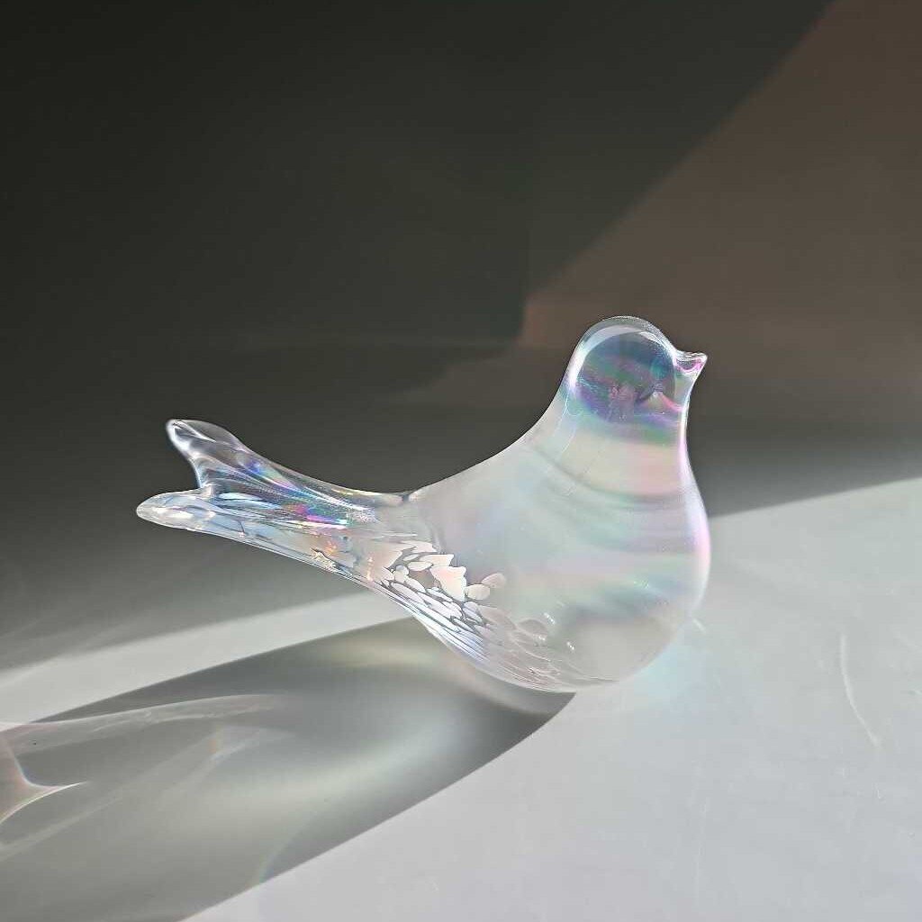 Irridecent Blown Glass Paperweight Bird