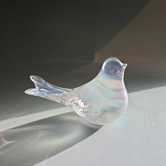 Irridecent Blown Glass Paperweight Bird
