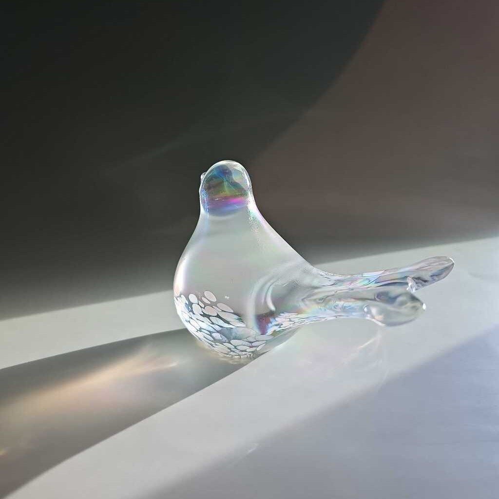 Irridecent Blown Glass Paperweight Bird