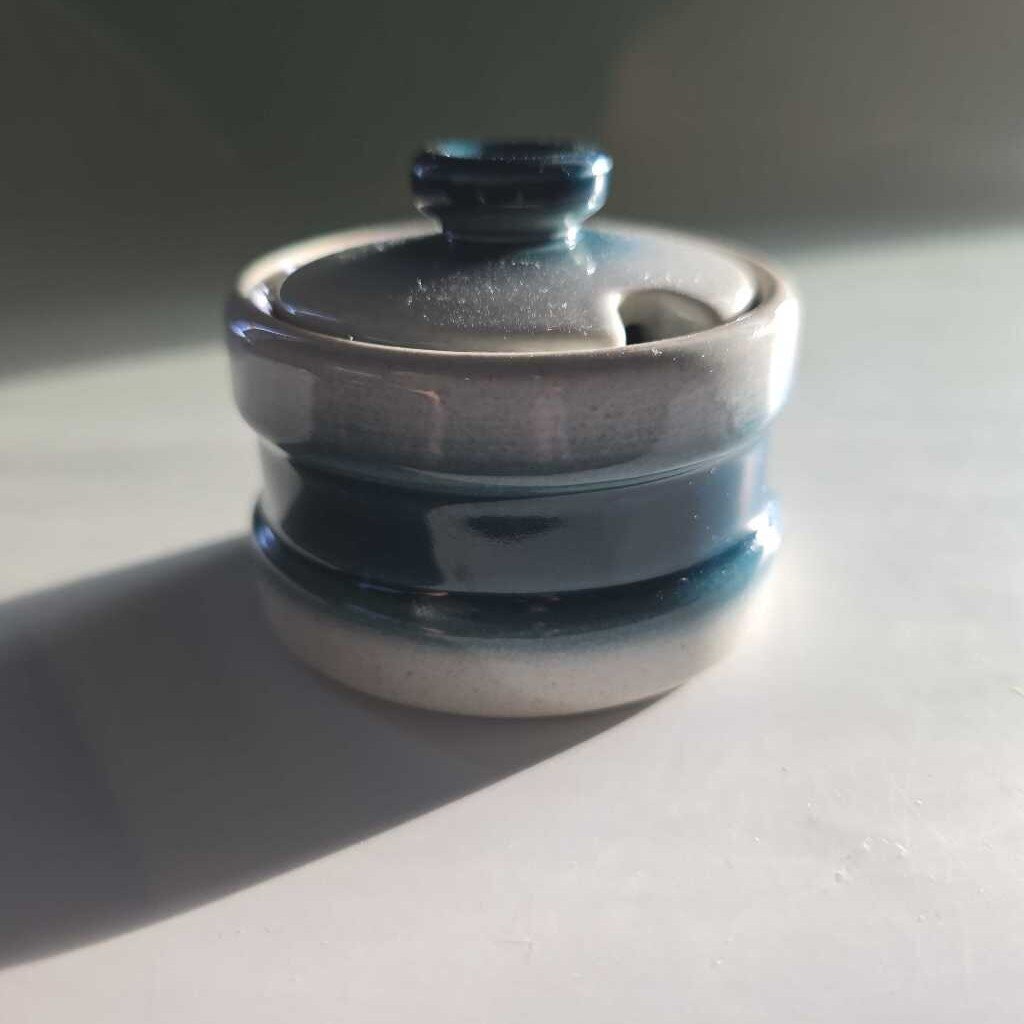 Wedgwood Pacific Blue Mustard Jar & Lid 1.5" WWBLPA - MUS