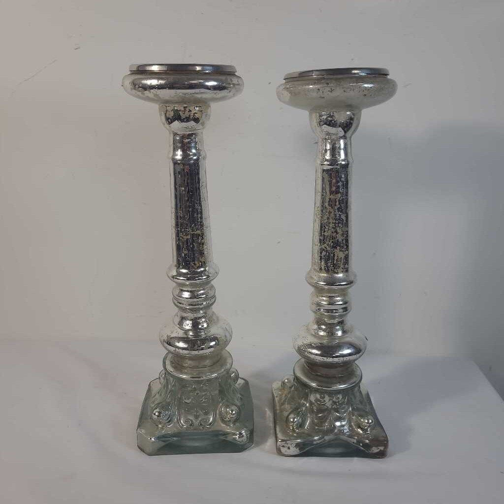 PR MERCURY GLASS CANDLE STICKS