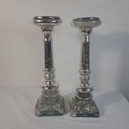 PR MERCURY GLASS CANDLE STICKS