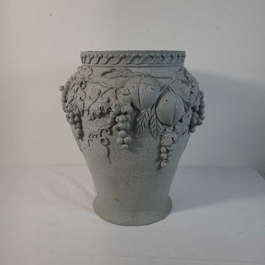 GRAPE VINE/APPLE STONEWARE VASE/ PLANTER