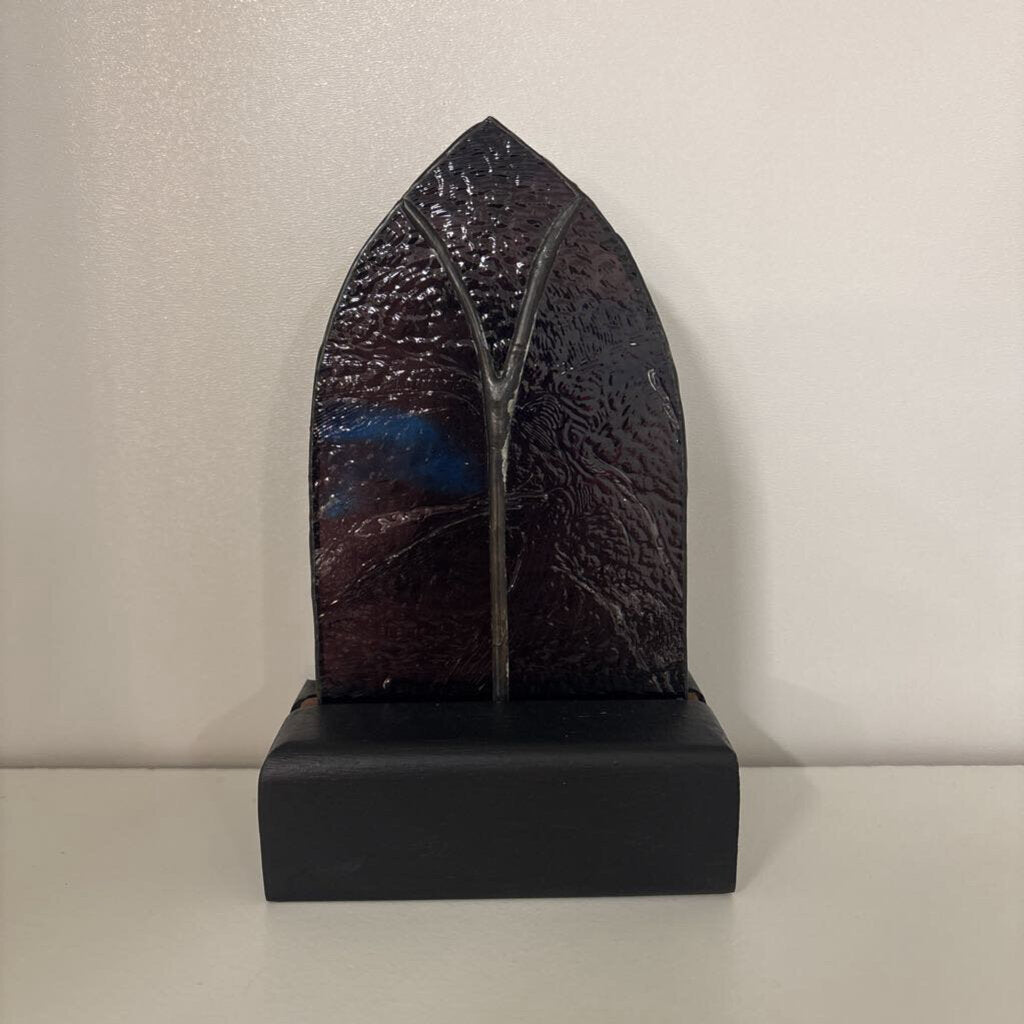 Mini Cathedral Stained Glass Window w/ stand.