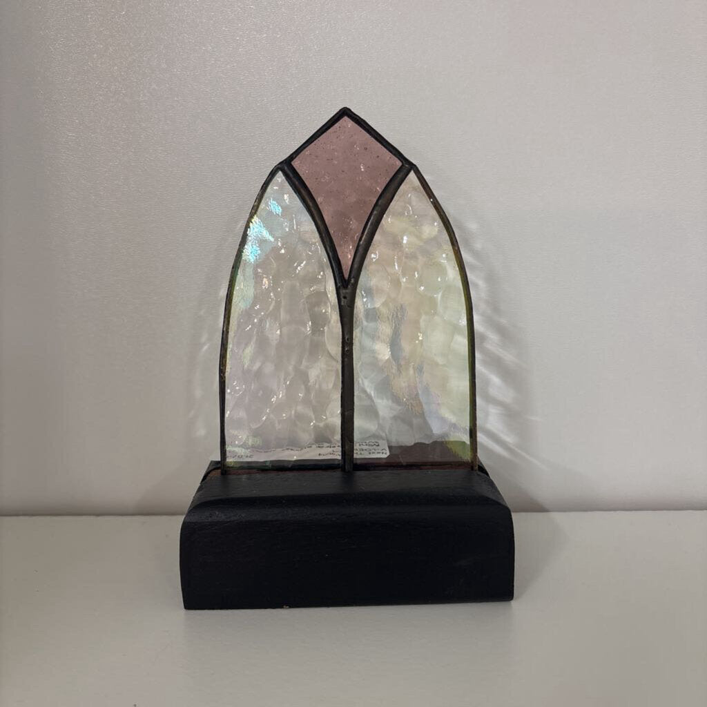 Mini Cathedral Stained Glass Window w/ stand.