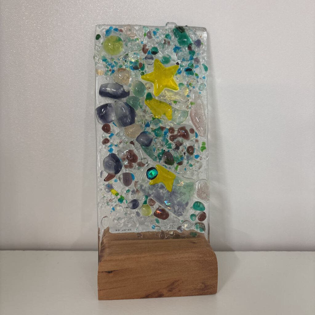 Fused Glass Celestial Panel w/ stand