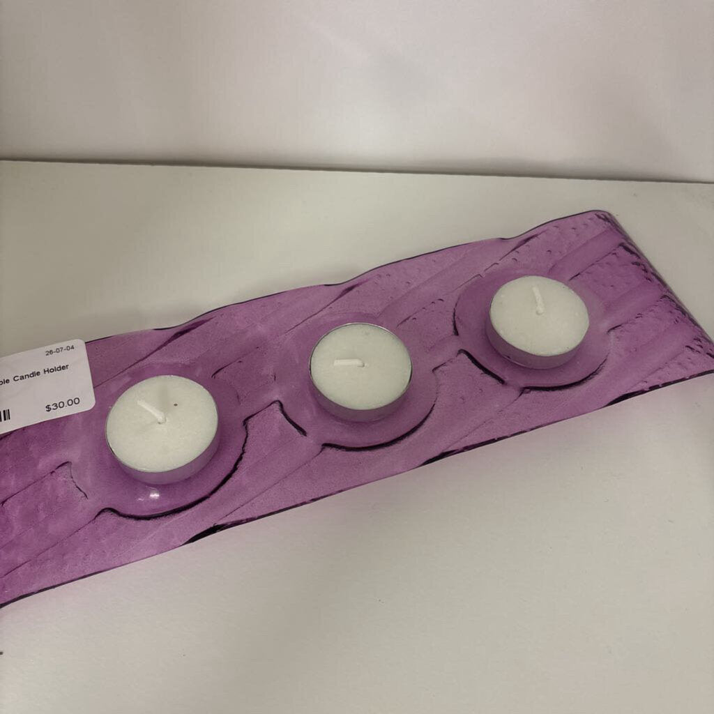 Fused Glass Triple Candle Holder