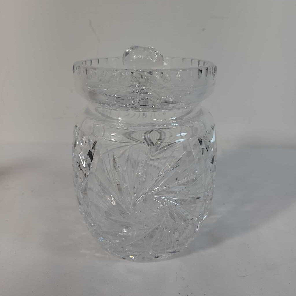 CUT GLASS PINWHEEL LIDDED JAR