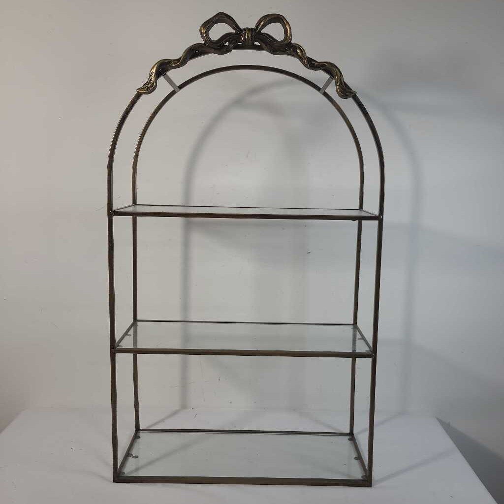 ANTIQUED GOLD GLASS SHELF