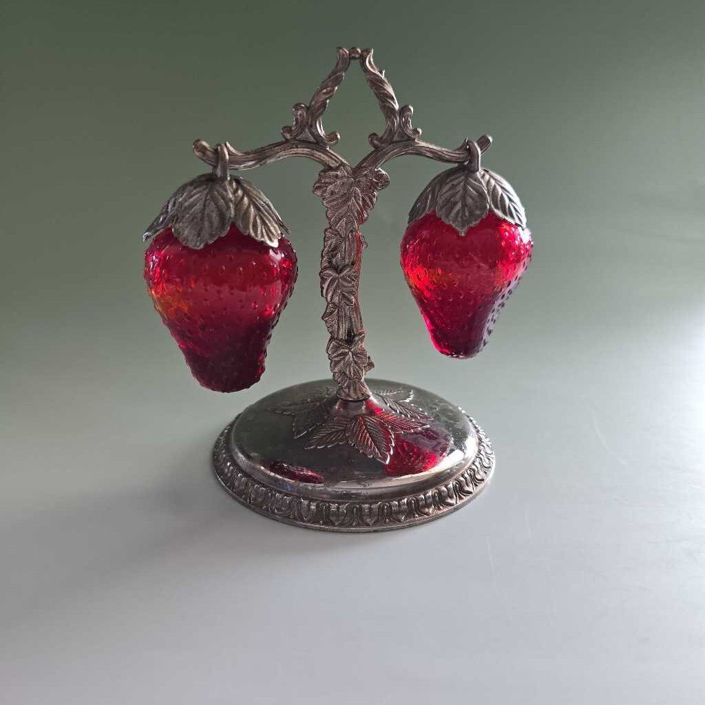 1960s Cadmium Glass Strawberry Salt & Pepper Shakers