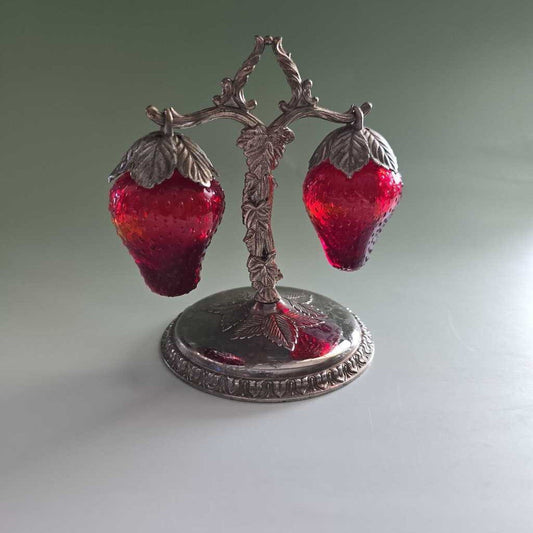 1960s Cadmium Glass Strawberry Salt & Pepper Shakers