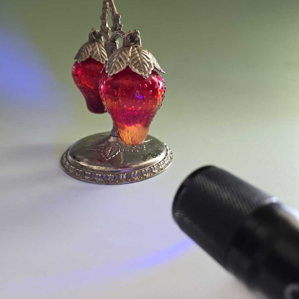 1960s Cadmium Glass Strawberry Salt & Pepper Shakers
