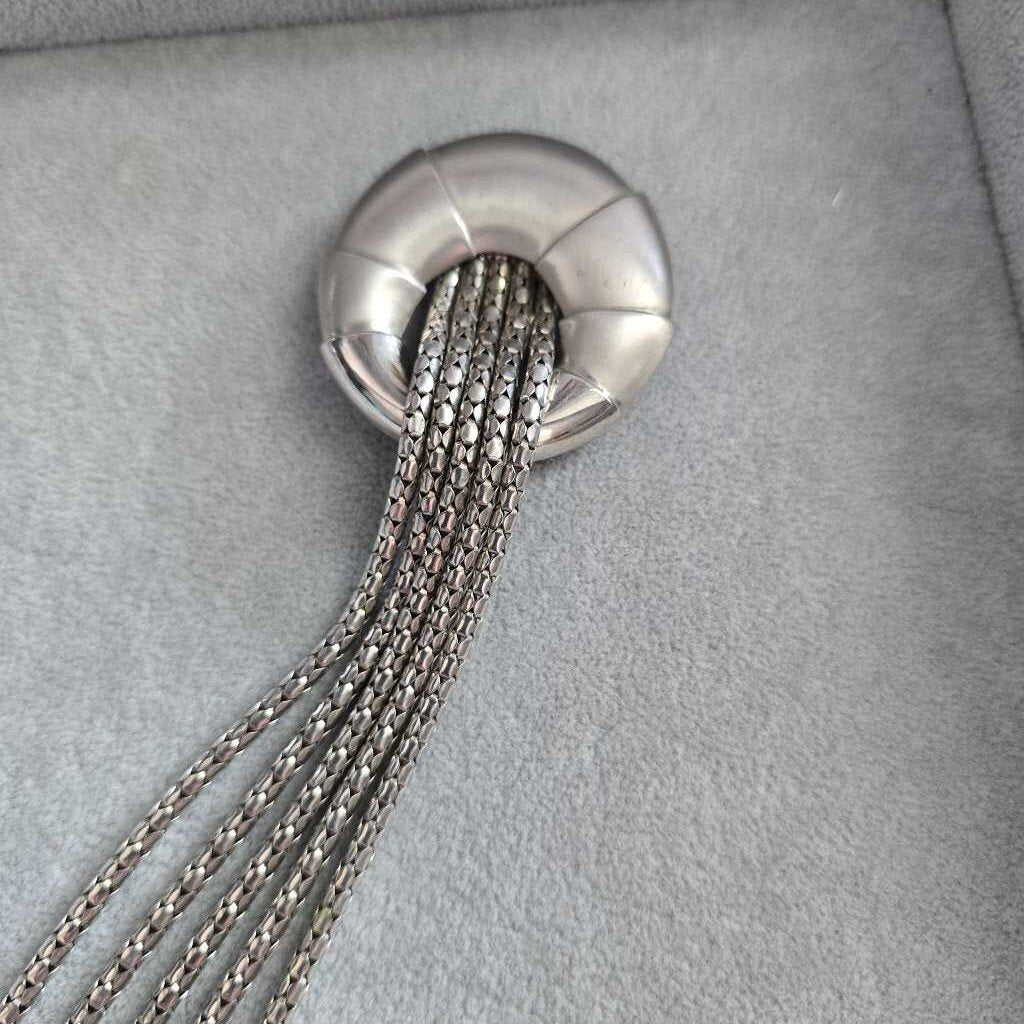 RARE 1930s SIlver Tone Tassel Scarf/Dress Clip