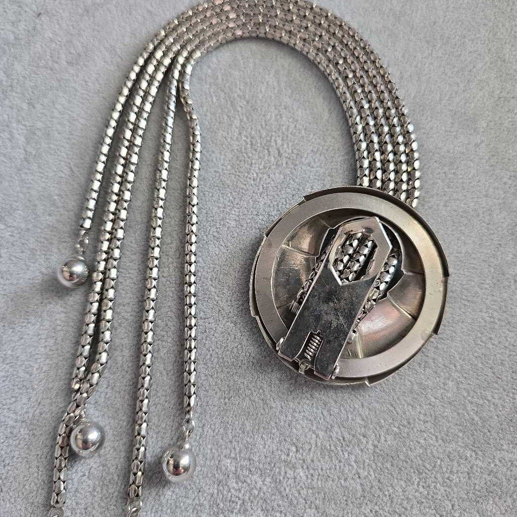 RARE 1930s SIlver Tone Tassel Scarf/Dress Clip