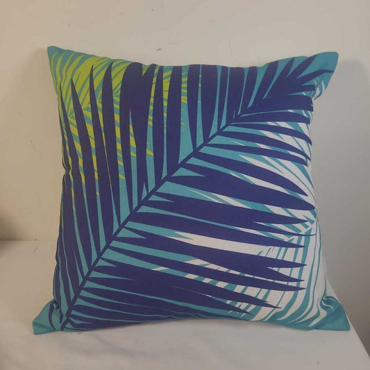 BLUE PALM LEAF PILLOW