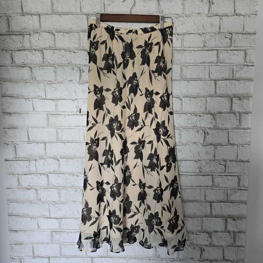 Vintage Jaques Vert Beige Floral Skirt SZ8