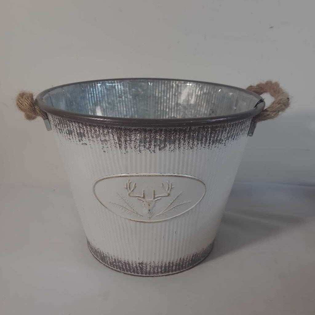 GALVANIZED BUCKET W/ ROPE HANDLES