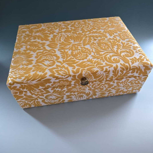 Lady Buxton Yellow Brocade Jewelry Box