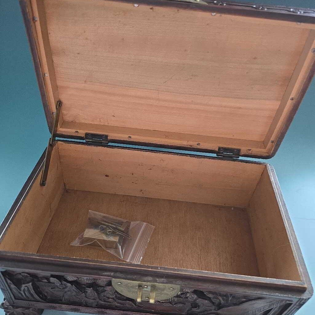 Antique Campfor Wood Chinese Hand Carved Chest
