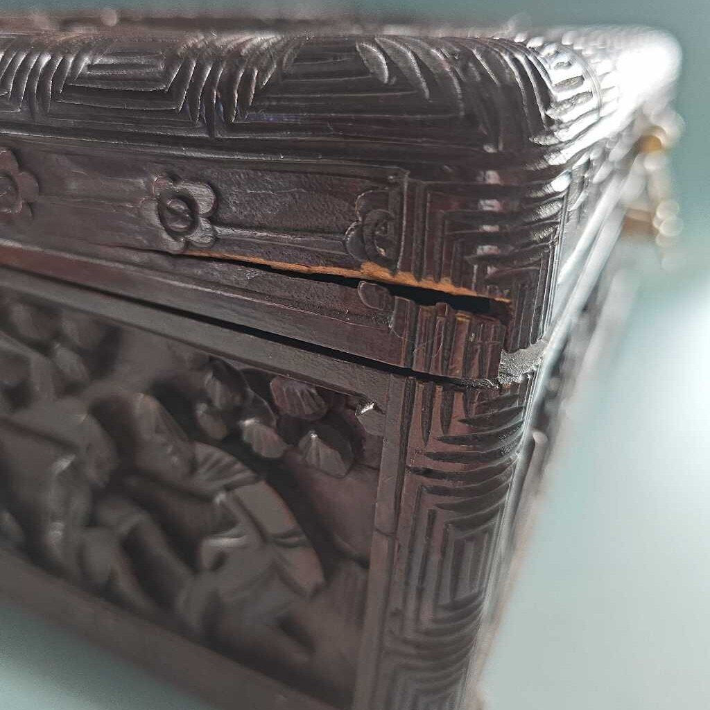 Antique Campfor Wood Chinese Hand Carved Chest