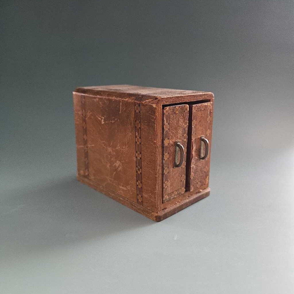 Antique Inlayed Wood Card Box