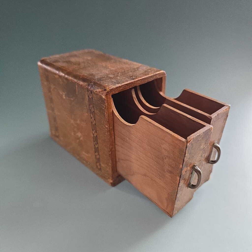 Antique Inlayed Wood Card Box