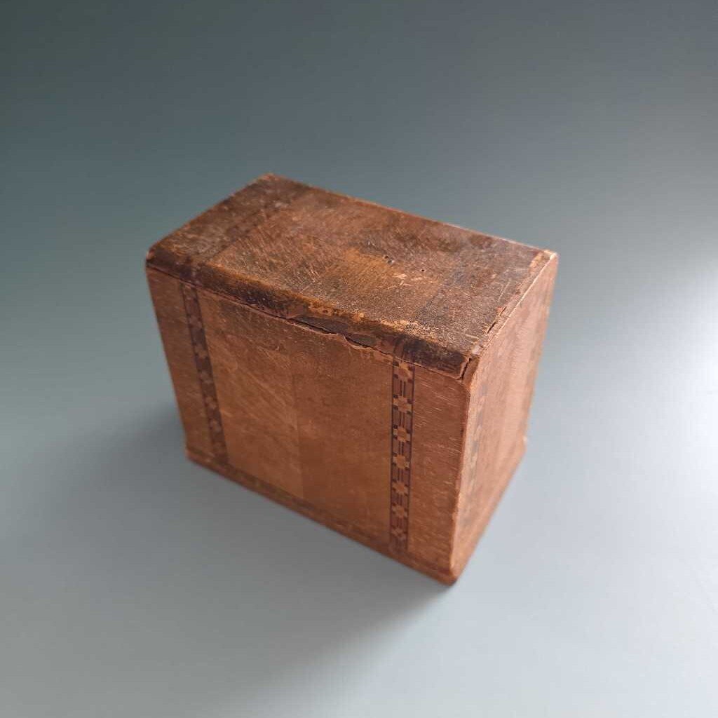 Antique Inlayed Wood Card Box