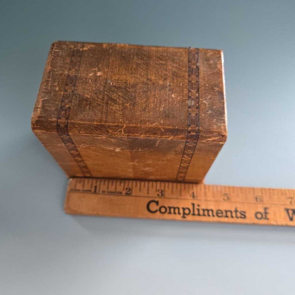 Antique Inlayed Wood Card Box