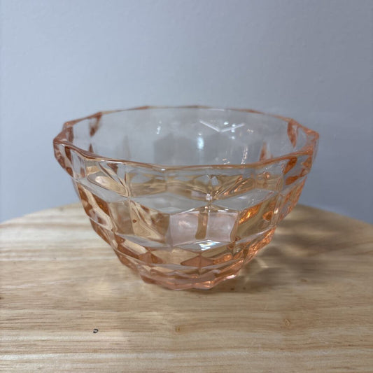 JEANNETTE PINK DEPRESSION GLASS BOWL CUBIST PATTERN