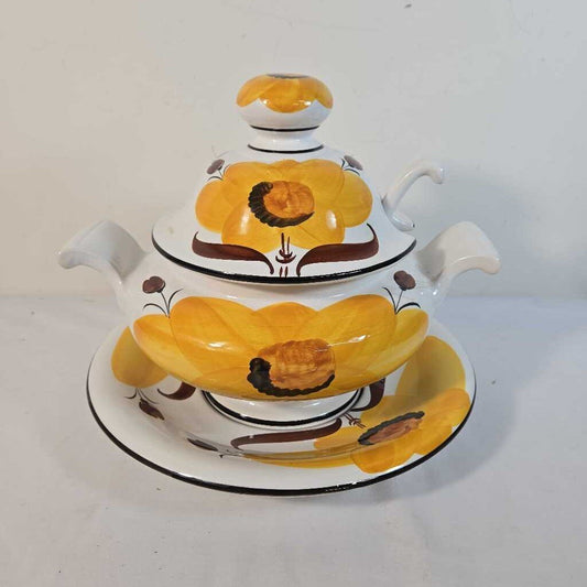 4pc YELLOW FLOWER SOUP TUREEN