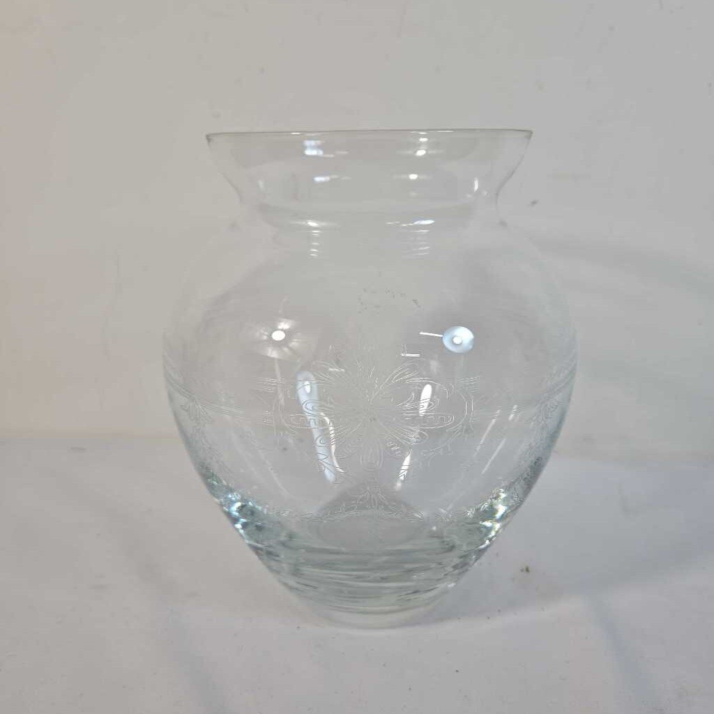 ETCHED CRYSTAL VASE