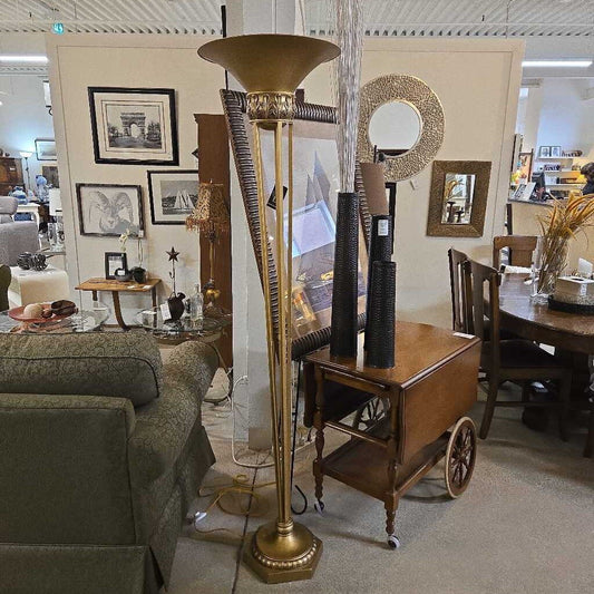 GOLD TORCHIERE FLOOR LAMP